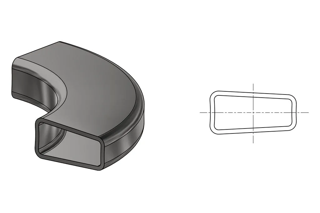 Deformation of a rectangular tube after bending