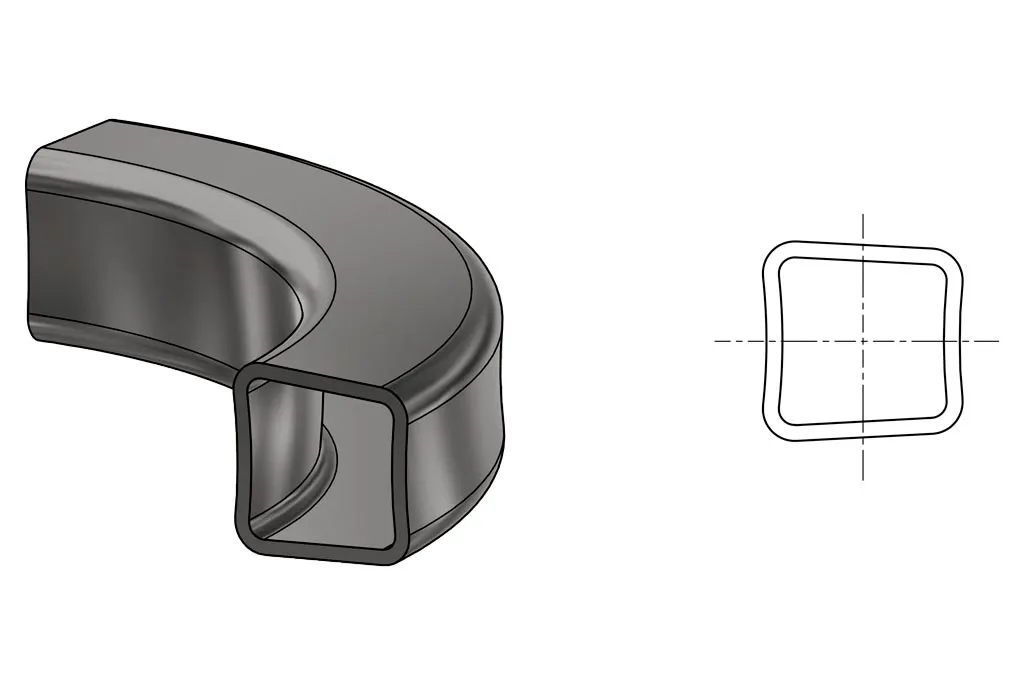 Deformation of a square tube after bending